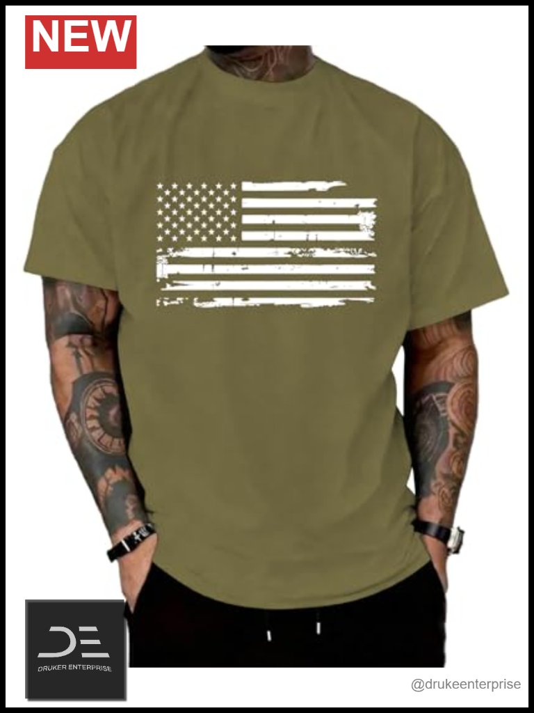 Vintage Patriotic American Flag Graphic Cotton Crewneck Tee